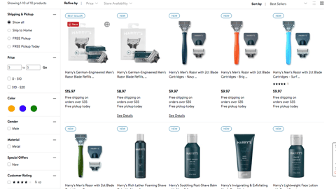 Walmart Harry's E-Commerce Page